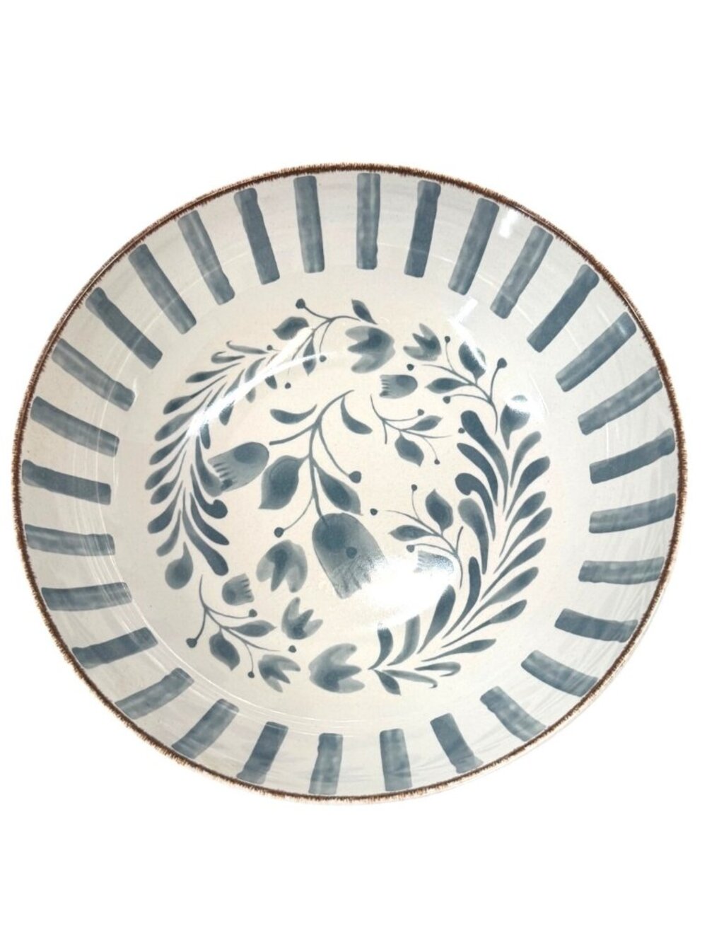 Better Homes & Gardens 12" Blue & White Floral Striped Melamine Serving Bowl - R